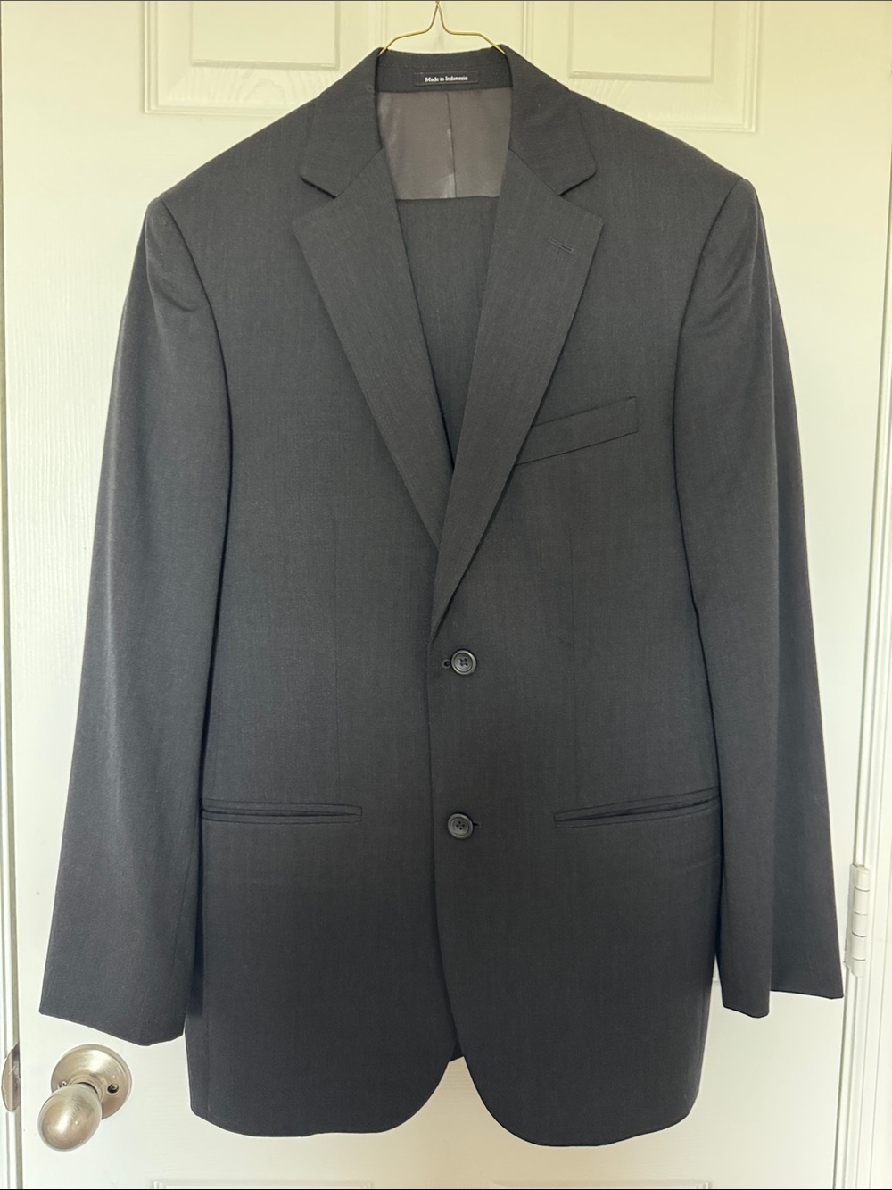 Pronto Uomo Men’s 36R 100% Wool 2 Piece Suit Charcoal 31x30